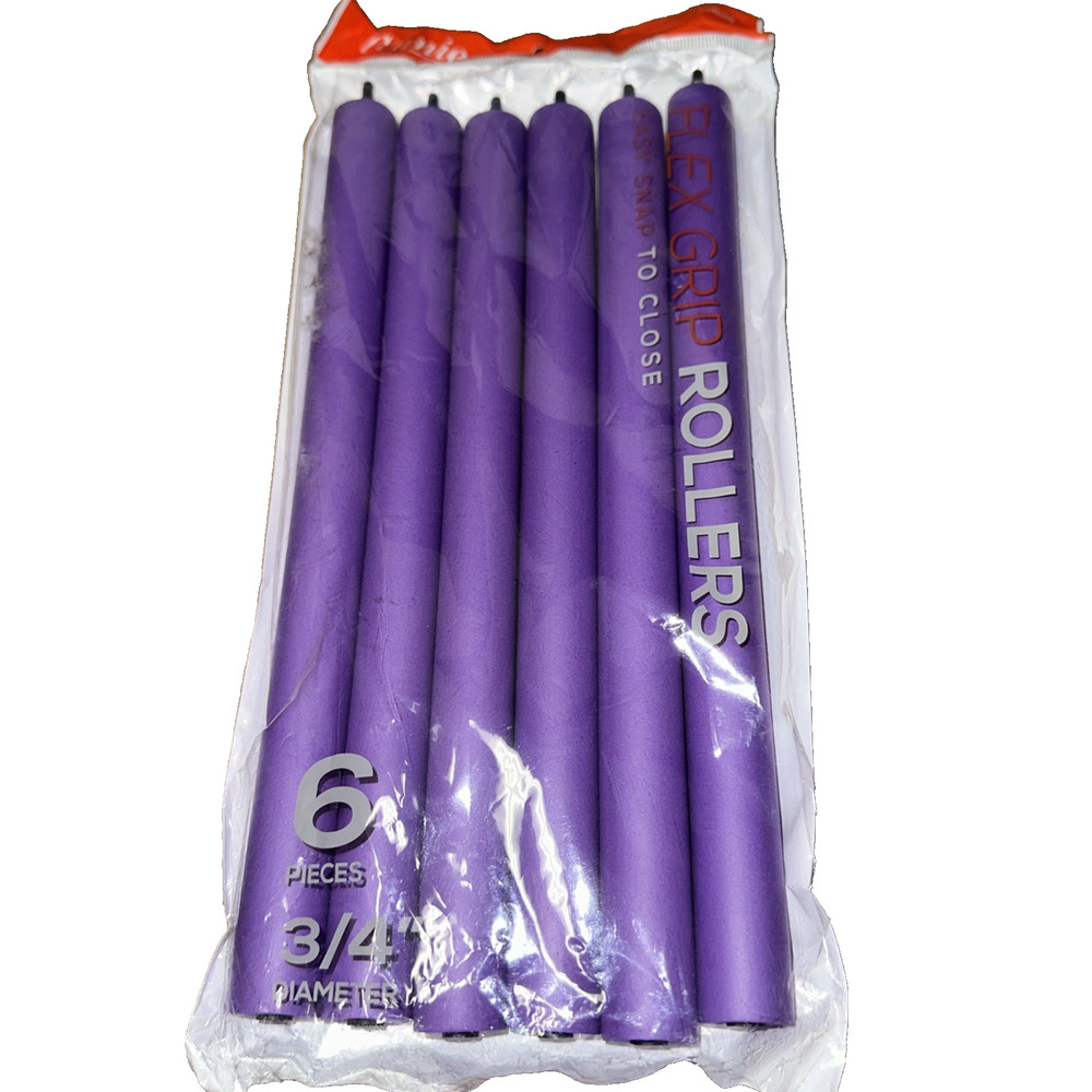 Annie Flex Grip Rollers Easy Snap to Close, 3/4" Dia, 10" Length - 6pcs New